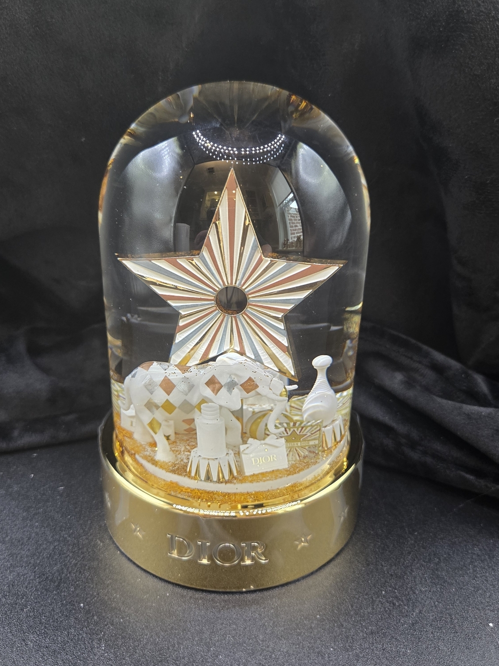 Dior Gold and White Star Dome Decorative Snow Globe No Box